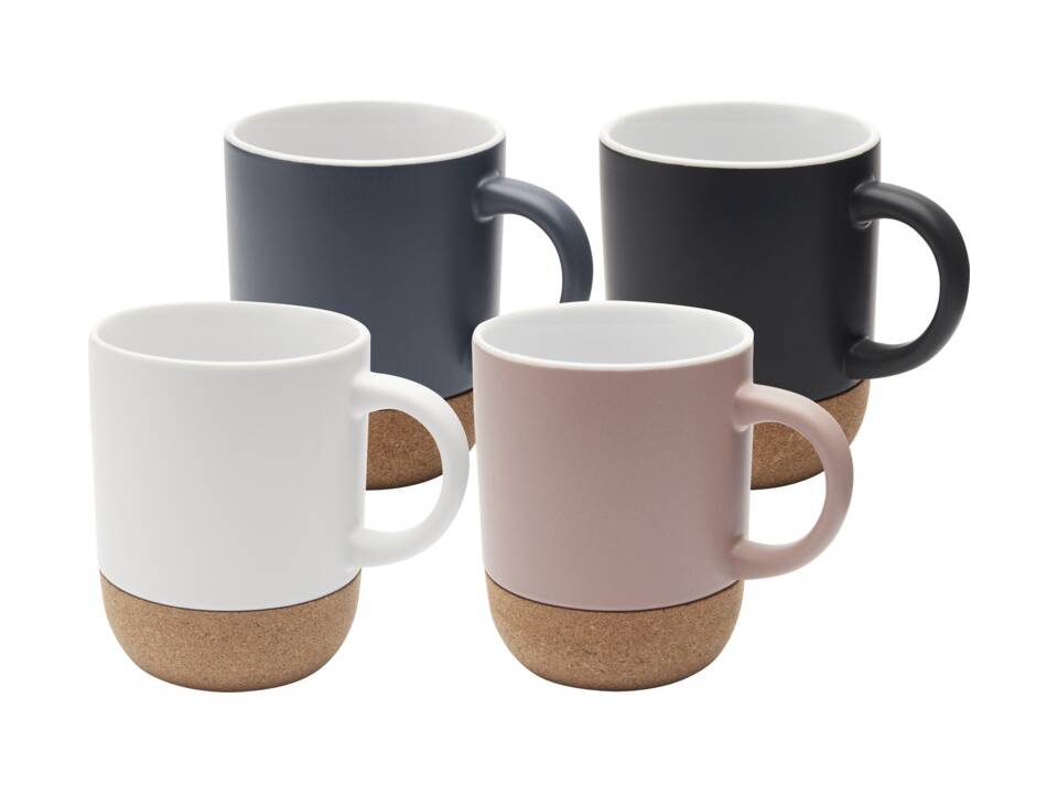 Billie 300 ml mok van keramiek met kurkdetails en matte afwerking