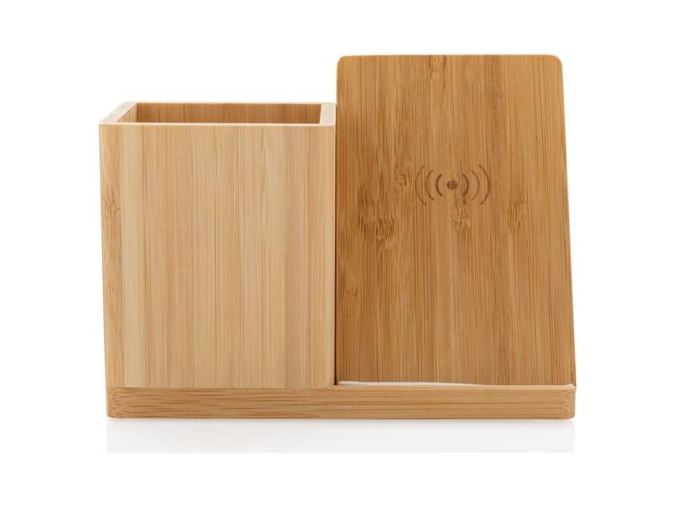 Calgary bamboo 5W wireless charger with pen holder 3