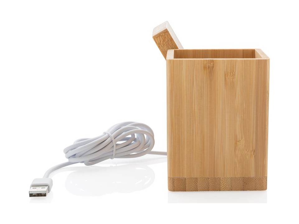 Calgary bamboo 5W wireless charger with pen holder 2