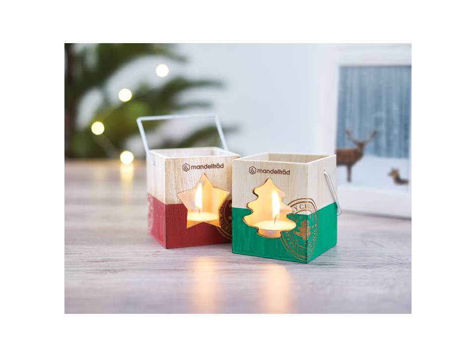 Wooden decoration with tea light holder 2