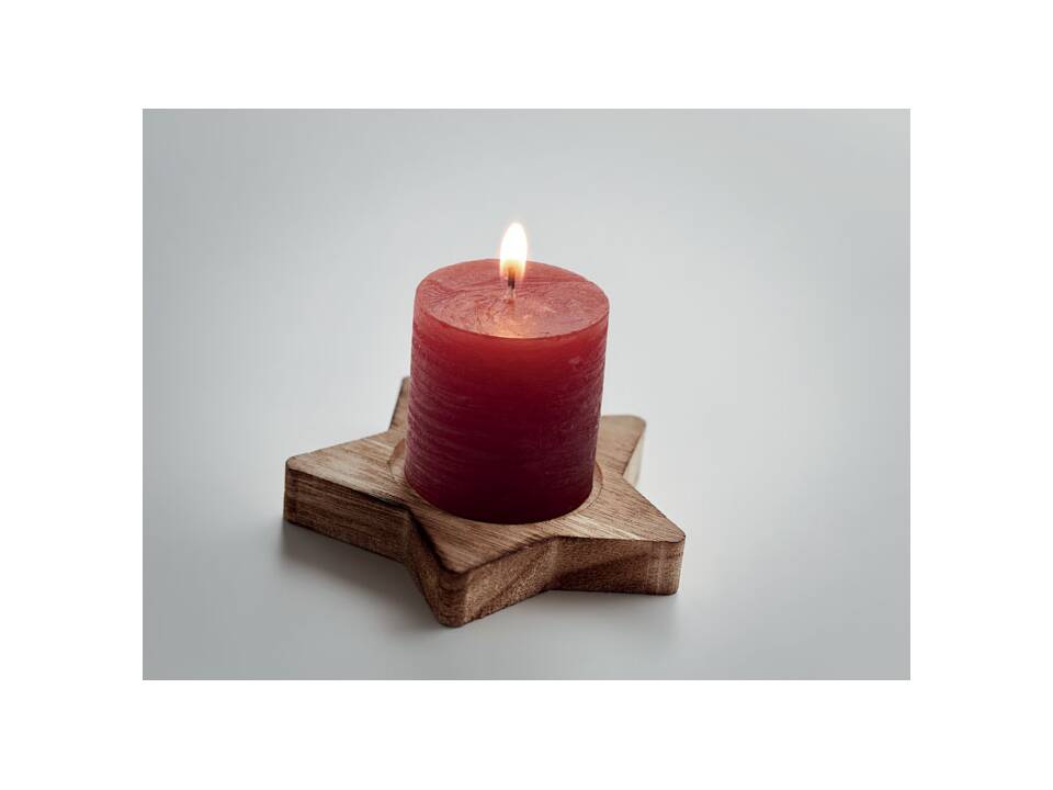 Candle on star wooden base 3