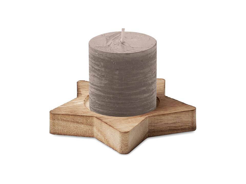 Candle on star wooden base 6
