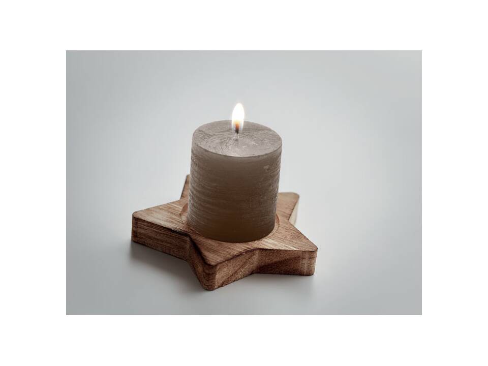 Candle on star wooden base 7