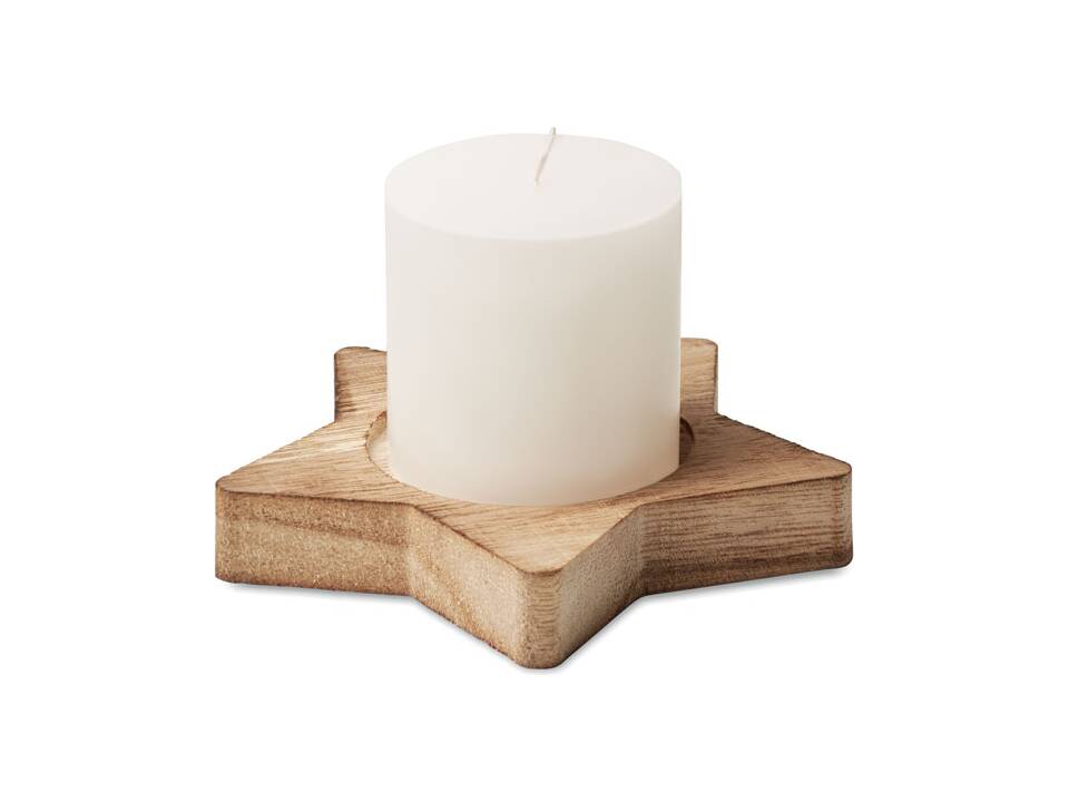 Candle on star wooden base
