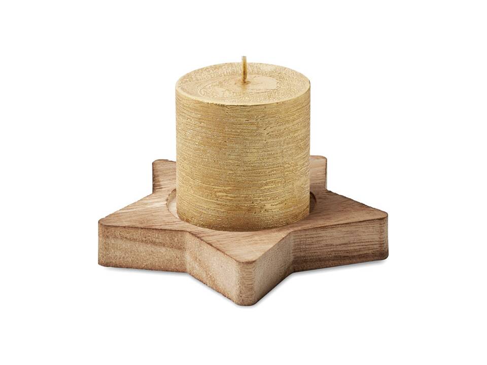 Candle on star wooden base 4