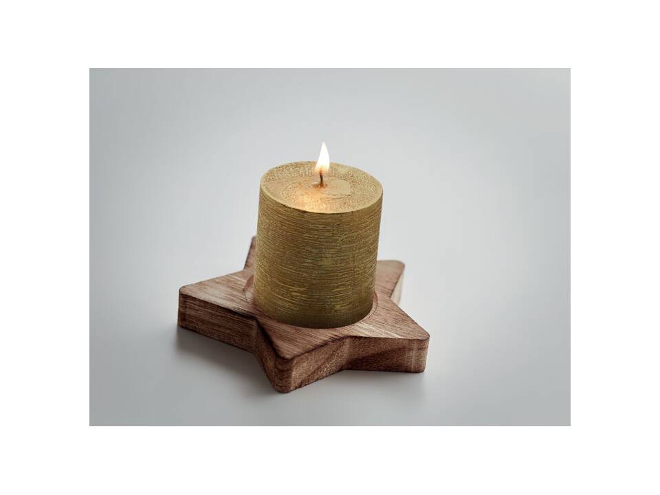 Candle on star wooden base 5