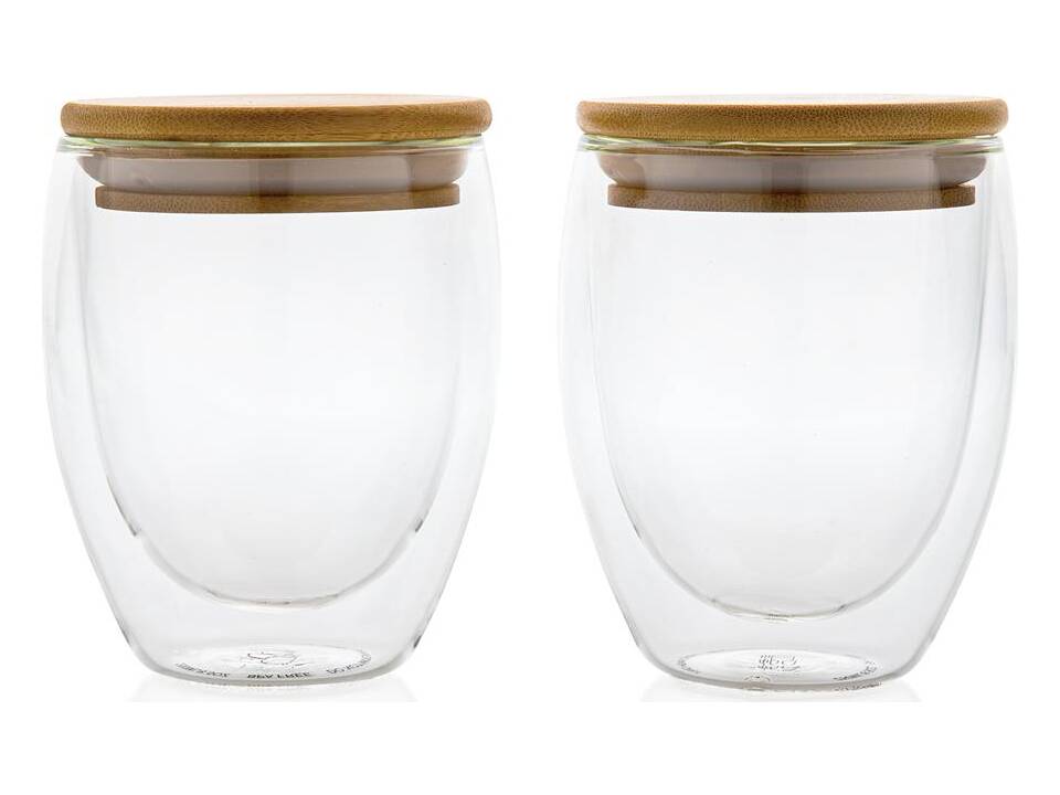 Double wall borosilicate glass with bamboo lid 250ml 2pc set 1