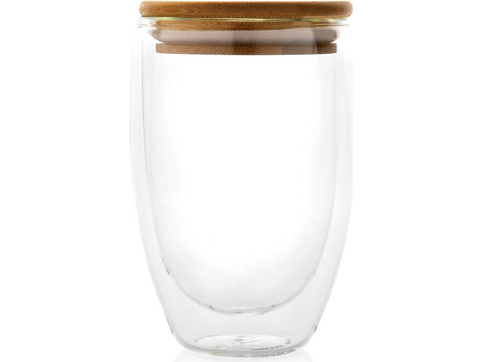 Double wall borosilicate glass with bamboo lid 350ml 2