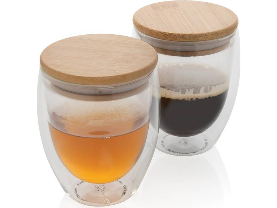 Double wall borosilicate glass with bamboo lid 250ml 6