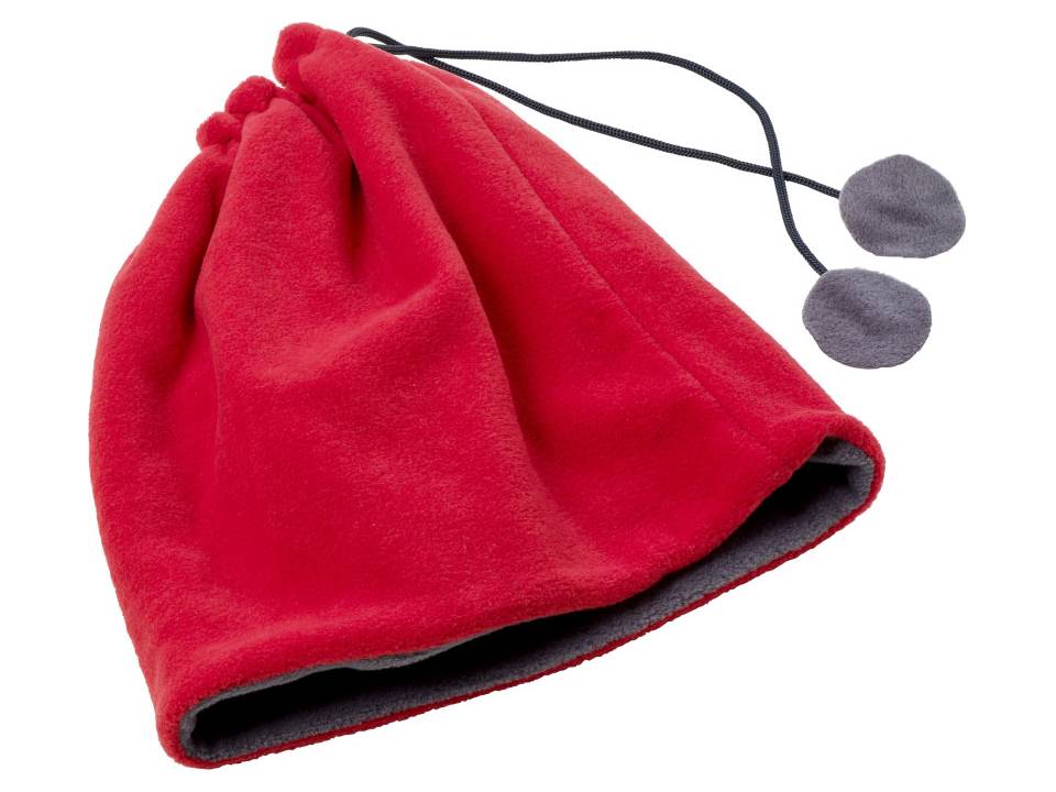 Fleece scarf and beanie in one