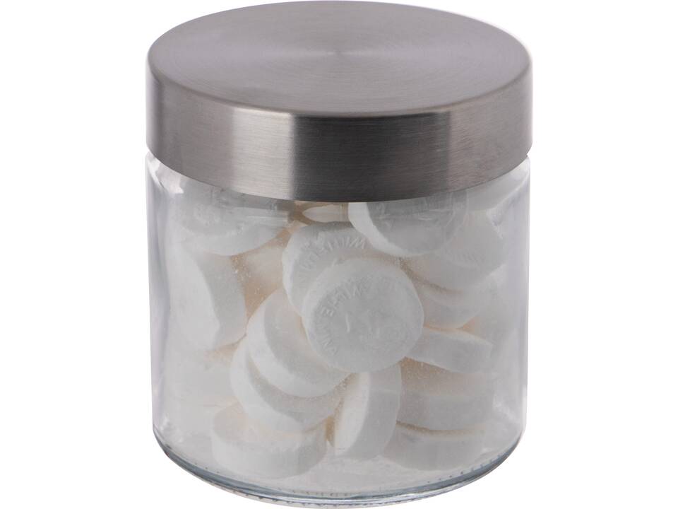 Glass jar stainless steel lid 0,35l with Wilhelmina mints 1