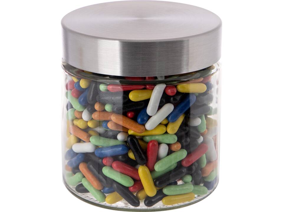 Glass jar stainless steel lid 0,9l with Liquorice sticks 1