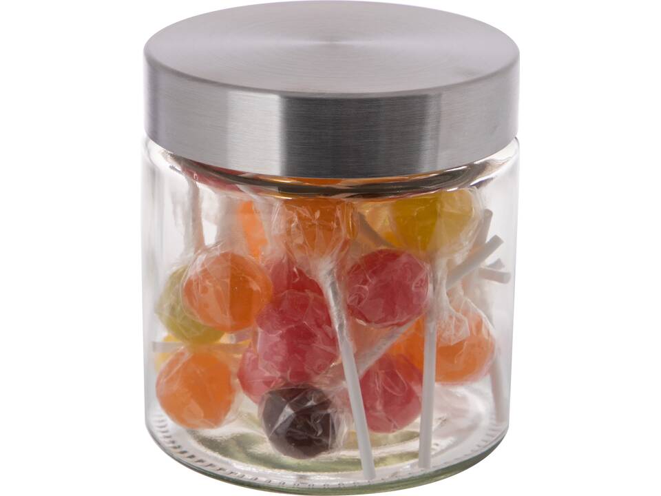 Glass jar stainless steel lid 0,9l with Lollipop mix 1