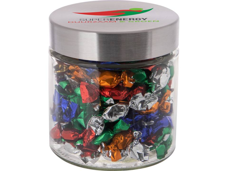 Glazen pot 0,9 liter gevuld met Metallic Sweets bedrukken