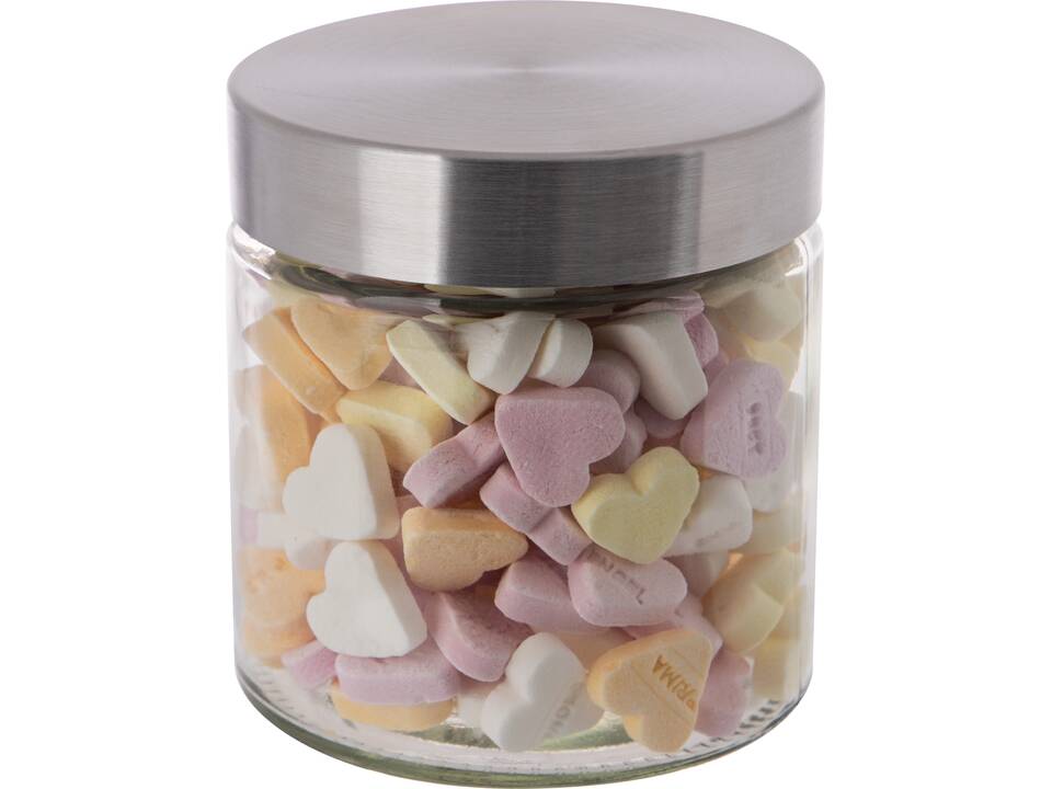 Glass jar stainless steel lid 0,9l with Fruit Hearts 1