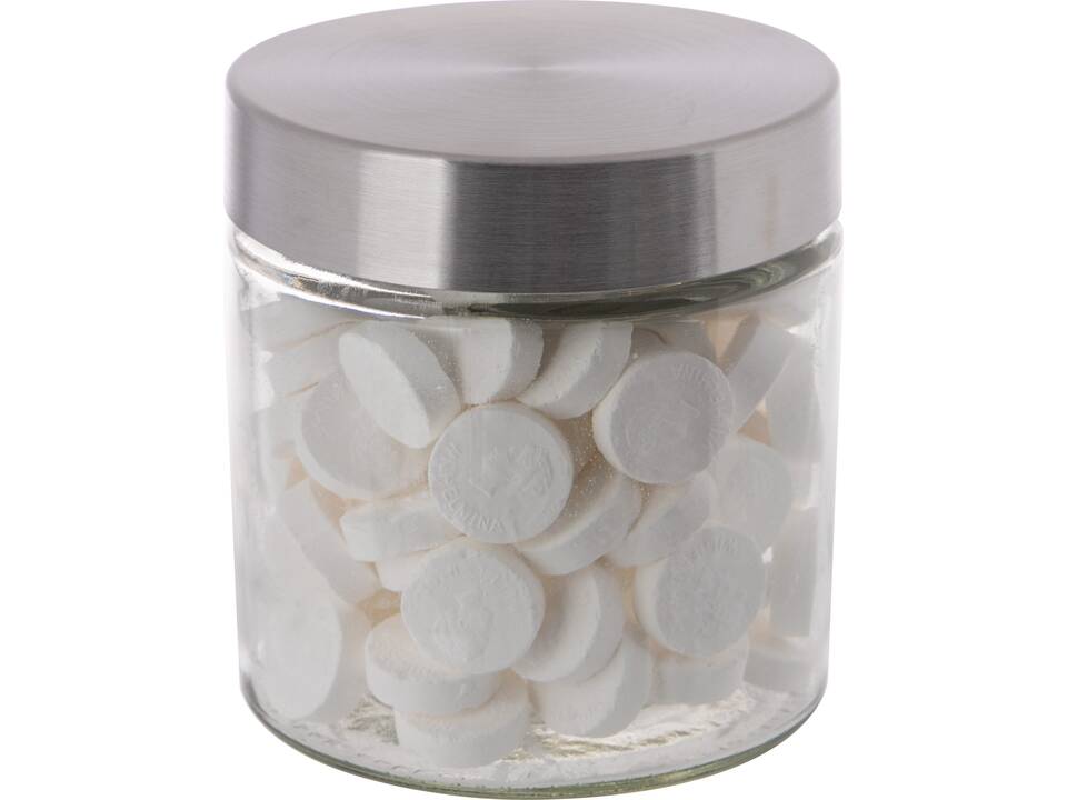 Glass jar stainless steel lid 0,9l with Wilhelmina mints 1