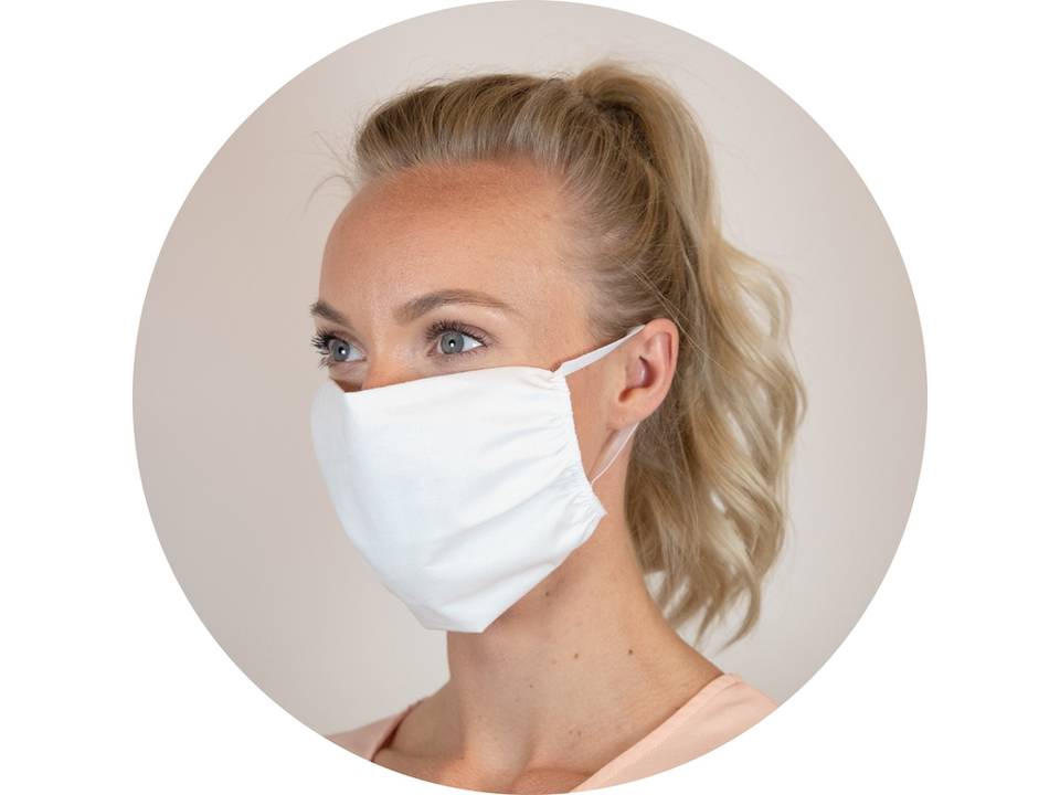 Herbruikbaar mondmasker uit katoen met ruimte voor filter