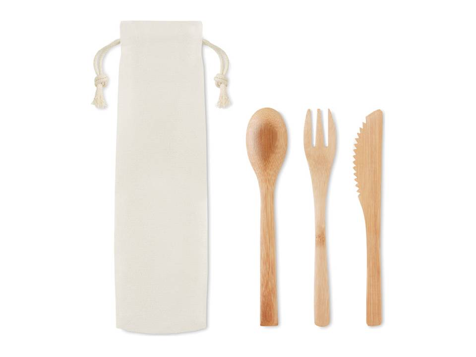 Re-usable bamboo cutlery set 1