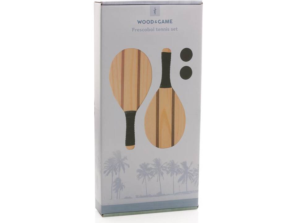 Wooden frescobol tennis set 4