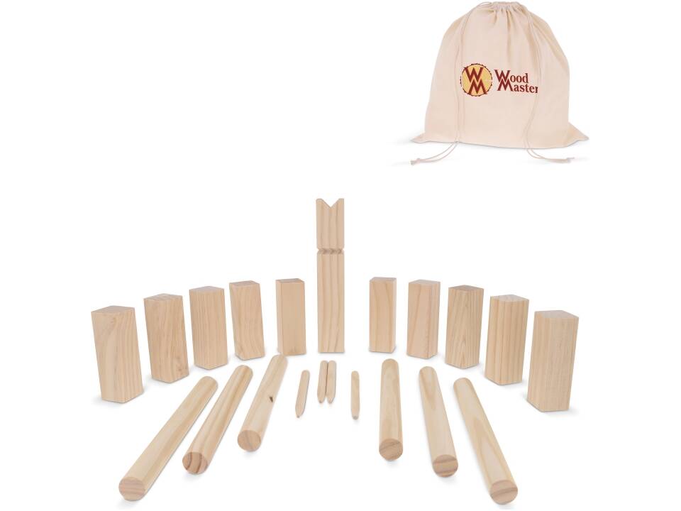 Wooden Kubb game in pouch 4