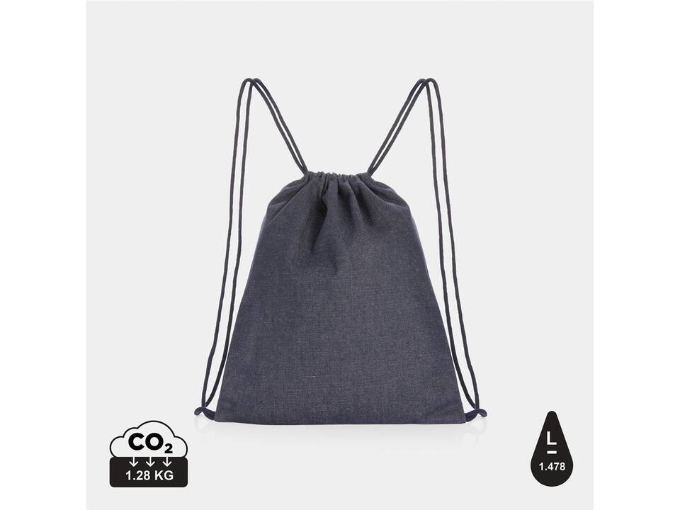 Impact AWARE™ recycled denim drawstring backpack