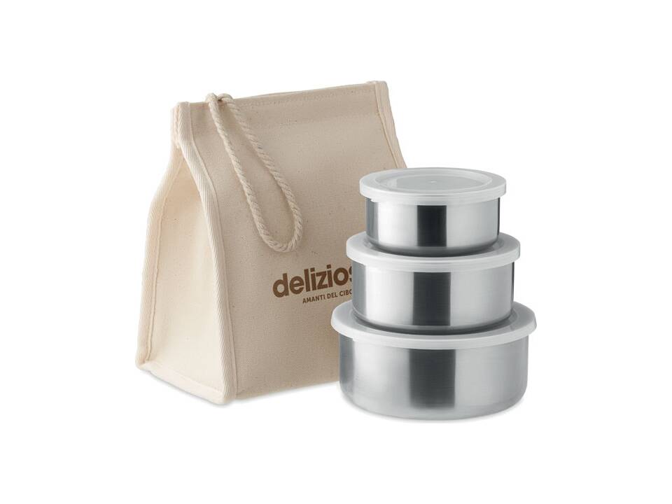 Set of 3 lunch boxes with an insulated cotton bag 1