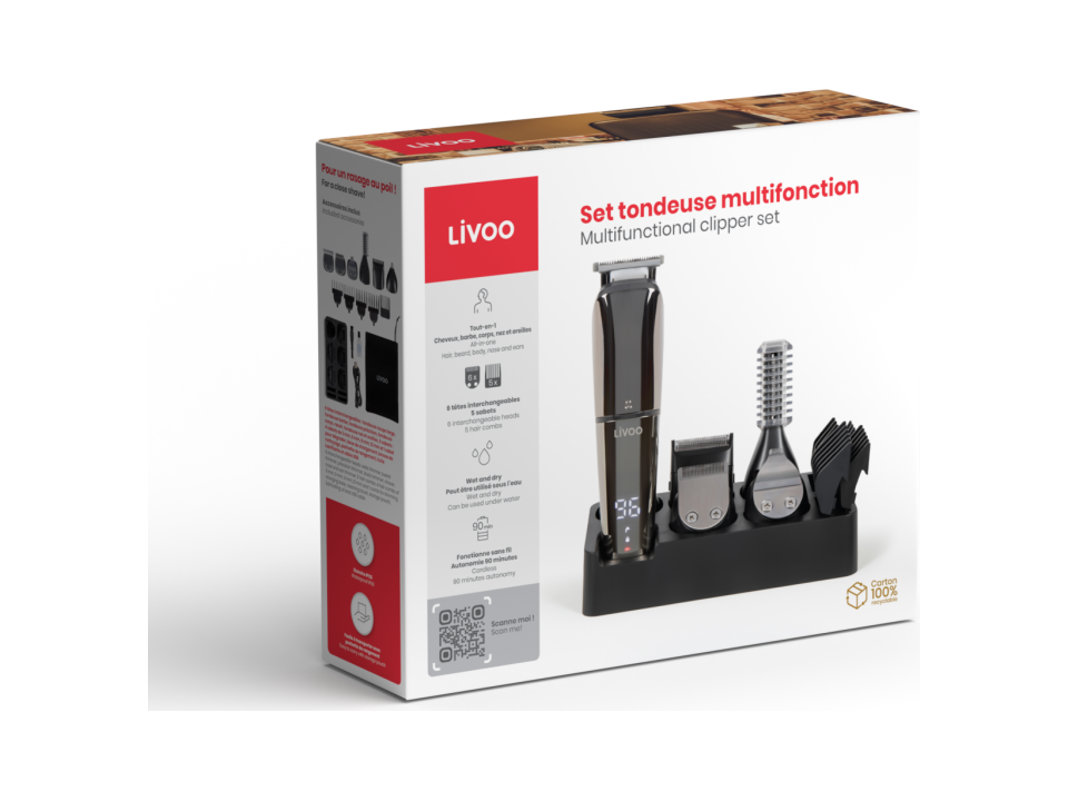 LIVOO Multifunction hair clipper and beard and body trimming set 6
