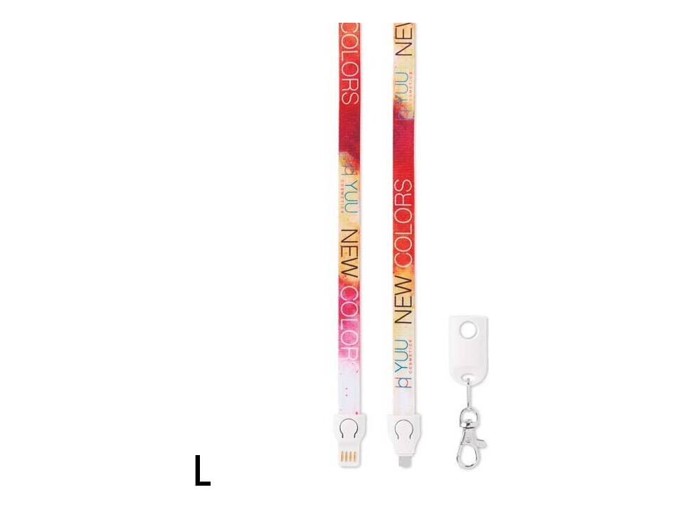 Custom-made 2-in-1 sublimation lanyard with integrated charging cable – fully personalized design 1