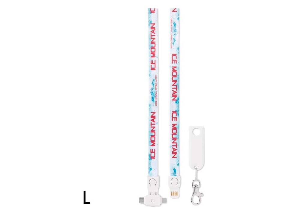 Custom-made sublimation lanyard with 3-in-1 charging cable – fully personalized design 1