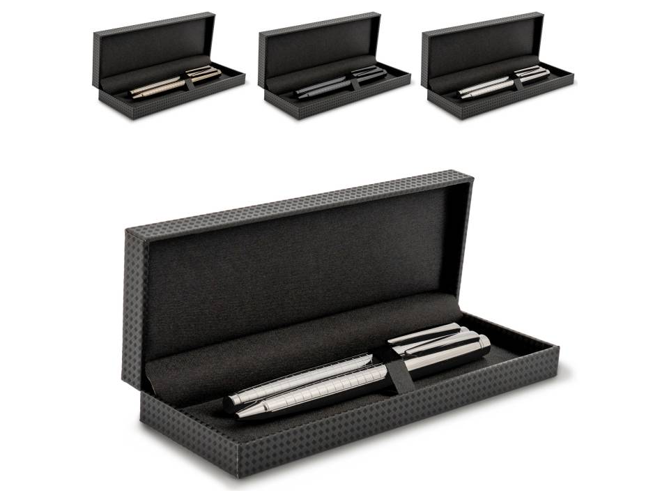Metalen Balpen en Rollerbal Dallas Set in Geschenkverpakking-assortiment