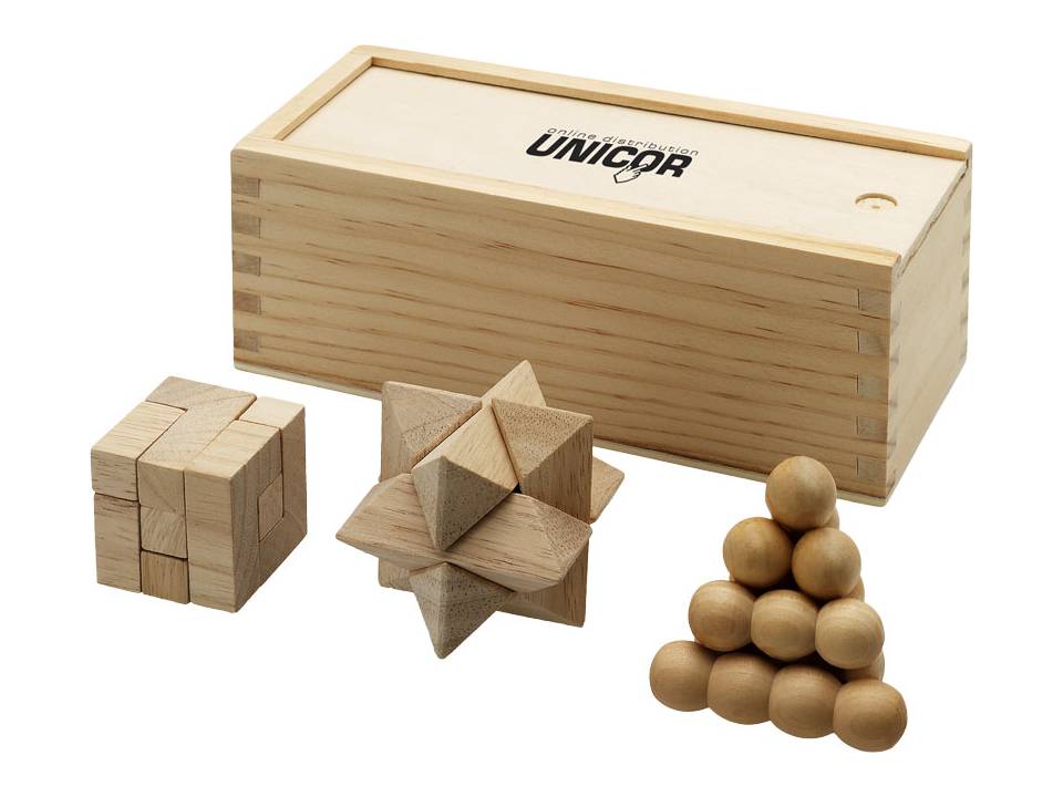 3 Pcs Wooden Brainteasers 2