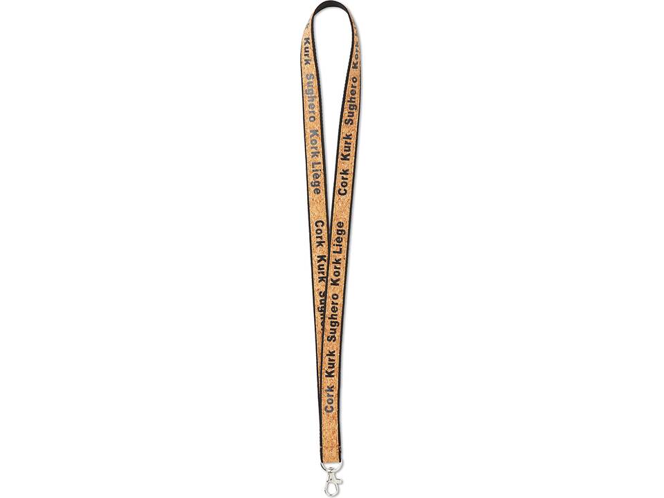 Custom-Made Cork and Polyester Lanyard with Screen Print – Fully Personalized Design 1