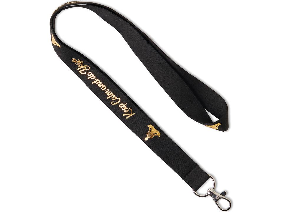 Custom-made polyester lanyard with metallic foil print – fully custom design 1