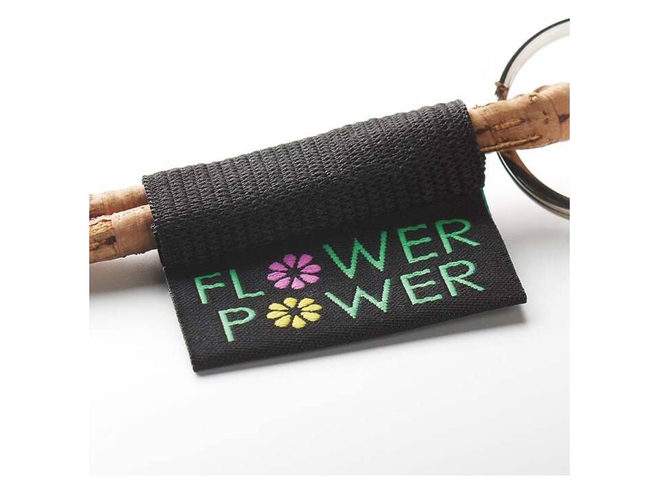 Custom-made cork lanyard with woven or full-color label – fully custom design 2