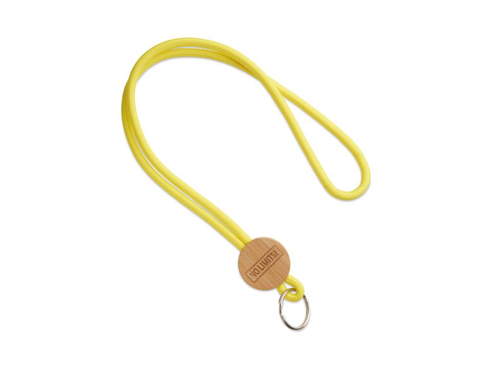Custom-Made Polyester Lanyard with Round Bamboo Tag – Fully Personalized Design 1