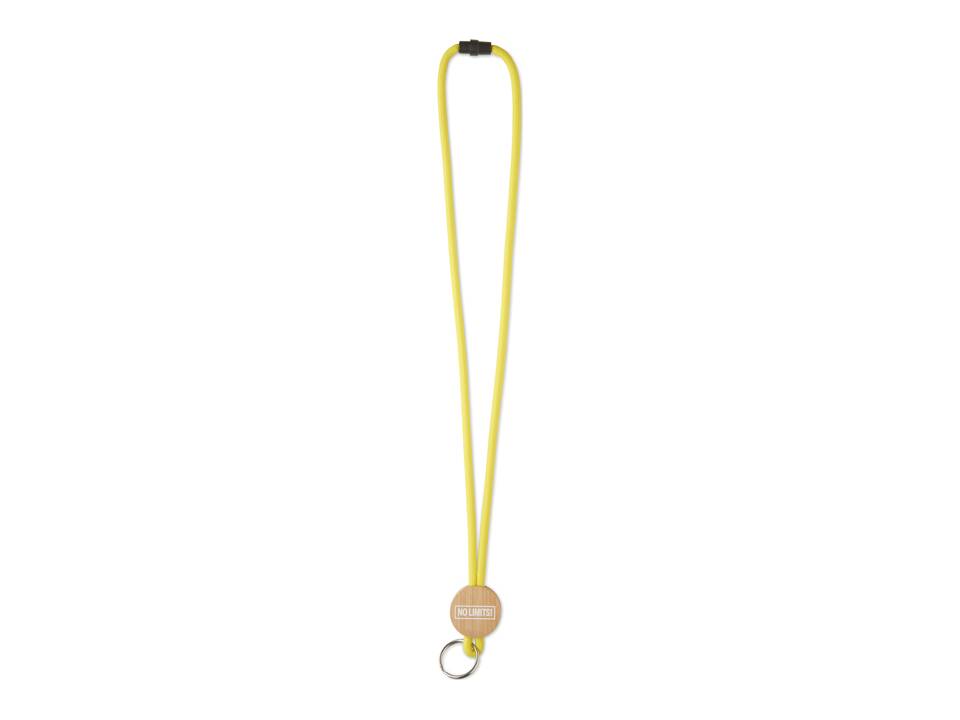 Custom-Made Polyester Lanyard with Round Bamboo Tag – Fully Personalized Design 3