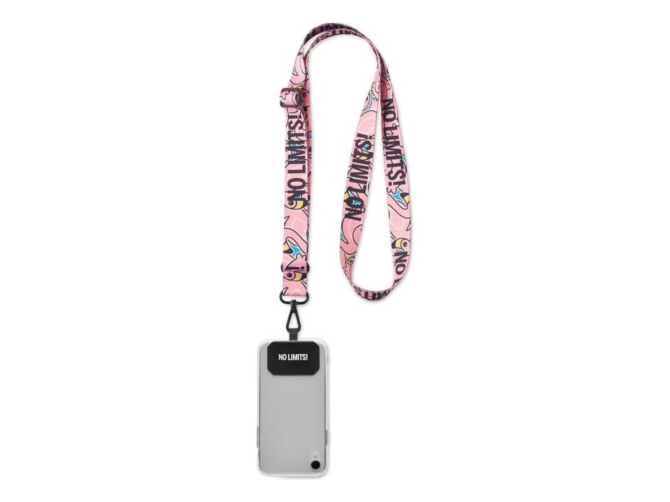 Custom-Made Sustainable Adjustable Phone Lanyard in Sublimated rPET – Fully Custom Design 1