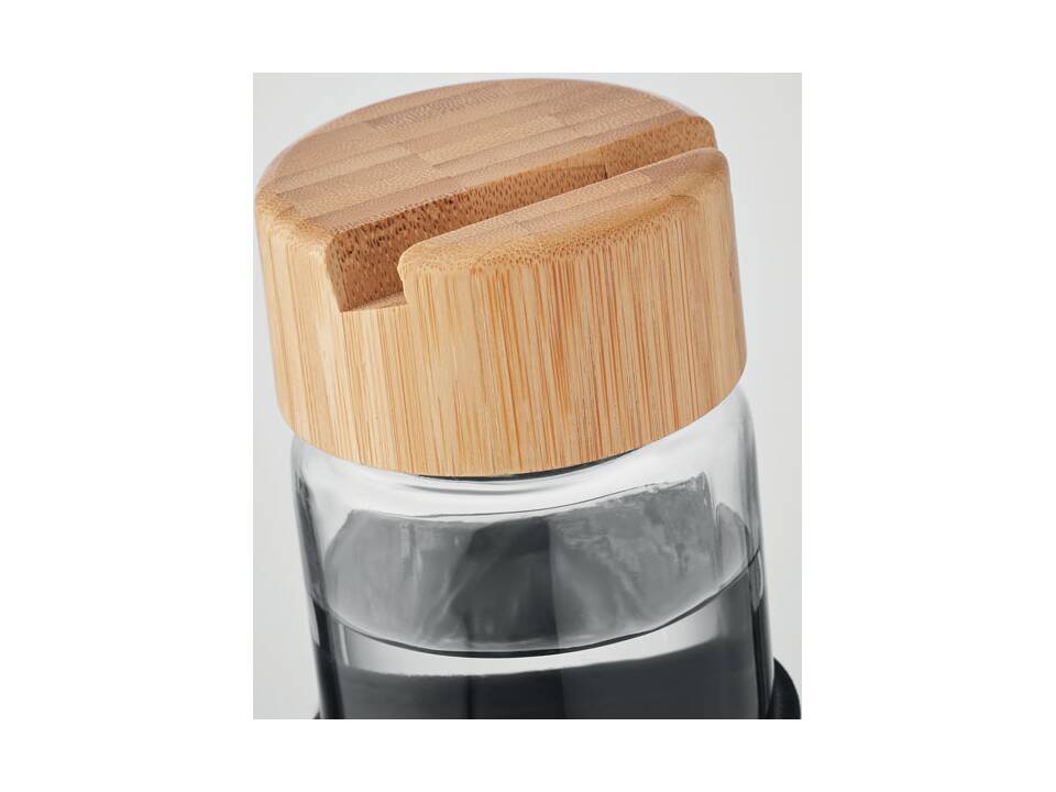 Glass bottle bamboo lid 600ml 1
