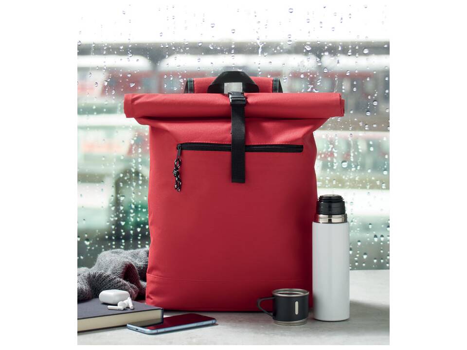 600D polyester rolltop backpack 16