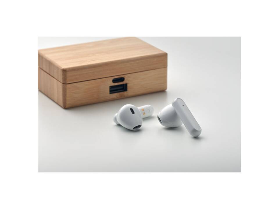 TWS earbuds in bamboo case 5