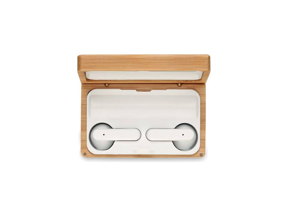TWS earbuds in bamboo case 6