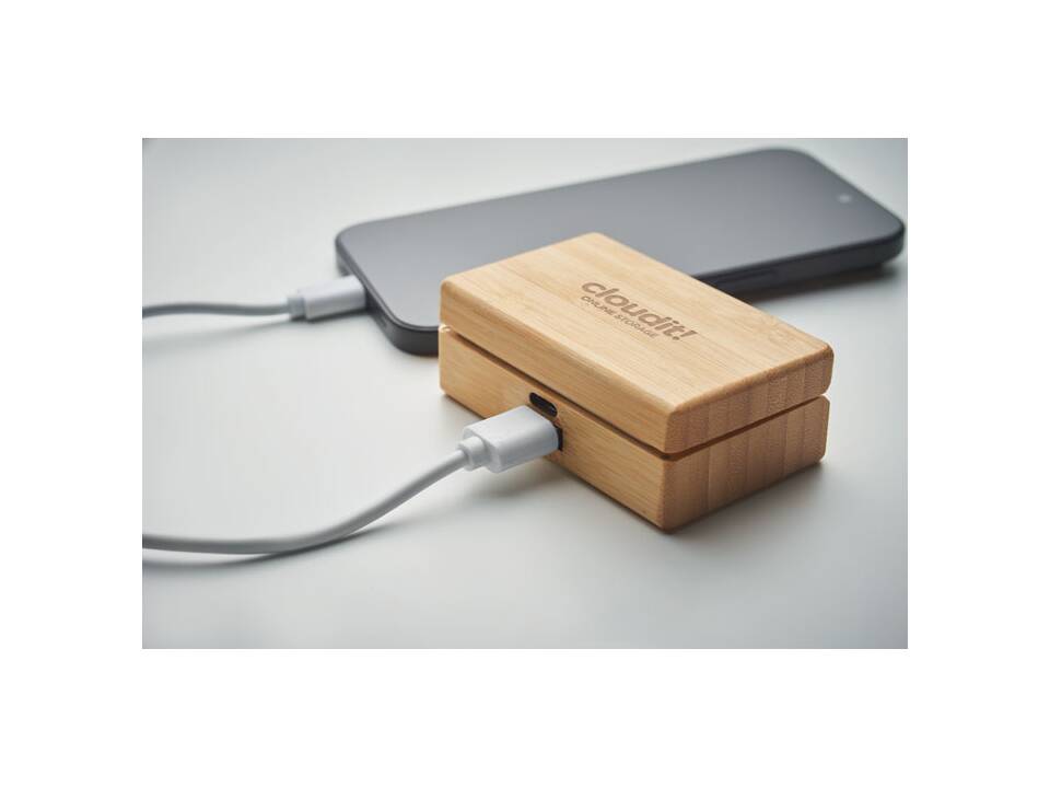 TWS earbuds in bamboo case 11