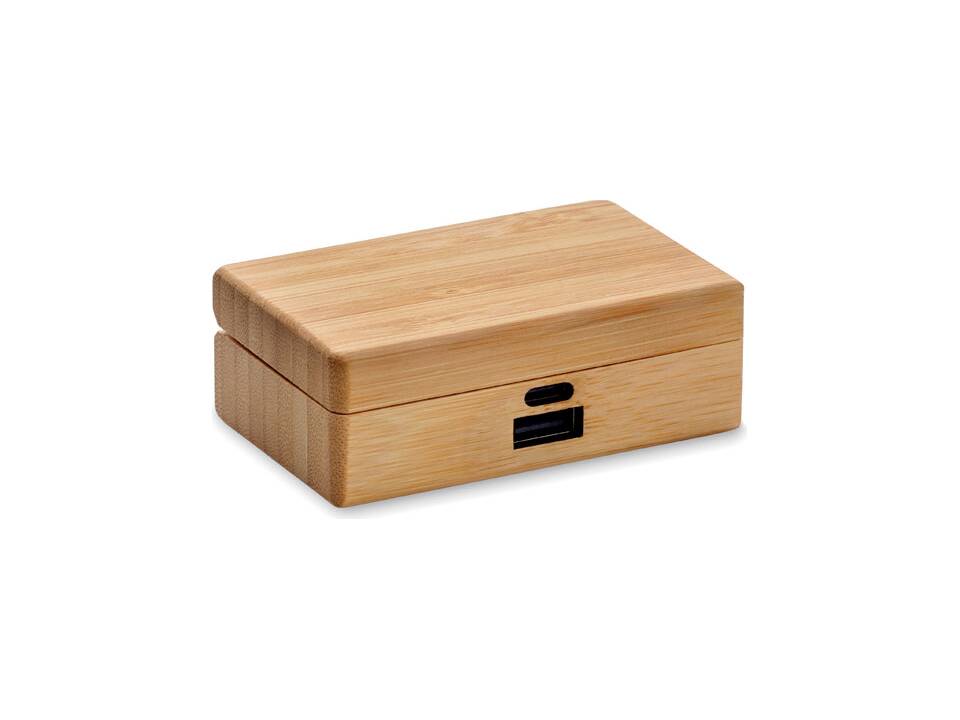 TWS earbuds in bamboo case 2