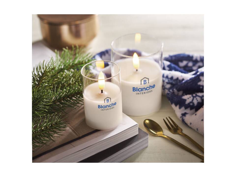 LED wax candle in glass holder - M 8