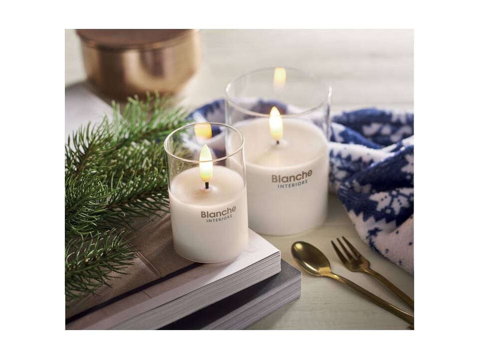 LED wax candle in glass holder - M 9