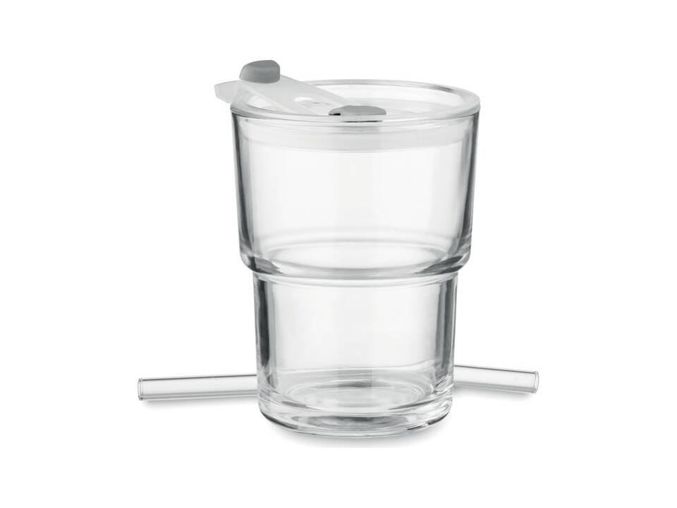 Glass tumbler with straw 400ml 1