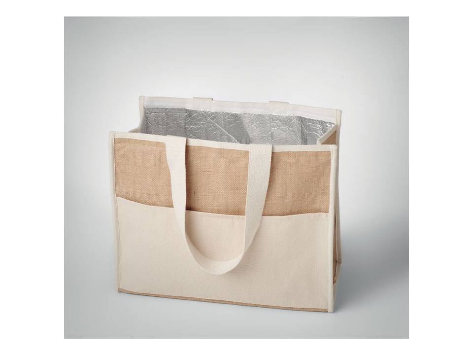 Jute and canvas cooler bag 6