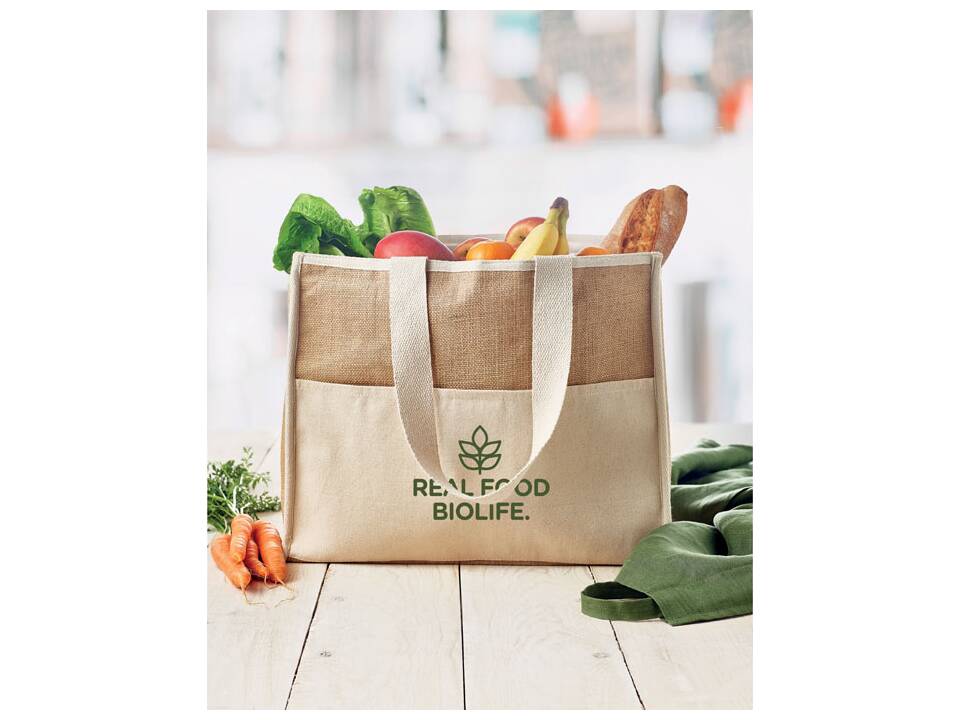 Jute and canvas cooler bag 4