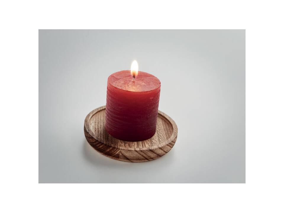 Candle on round wooden base 5