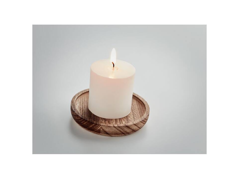 Candle on round wooden base 12